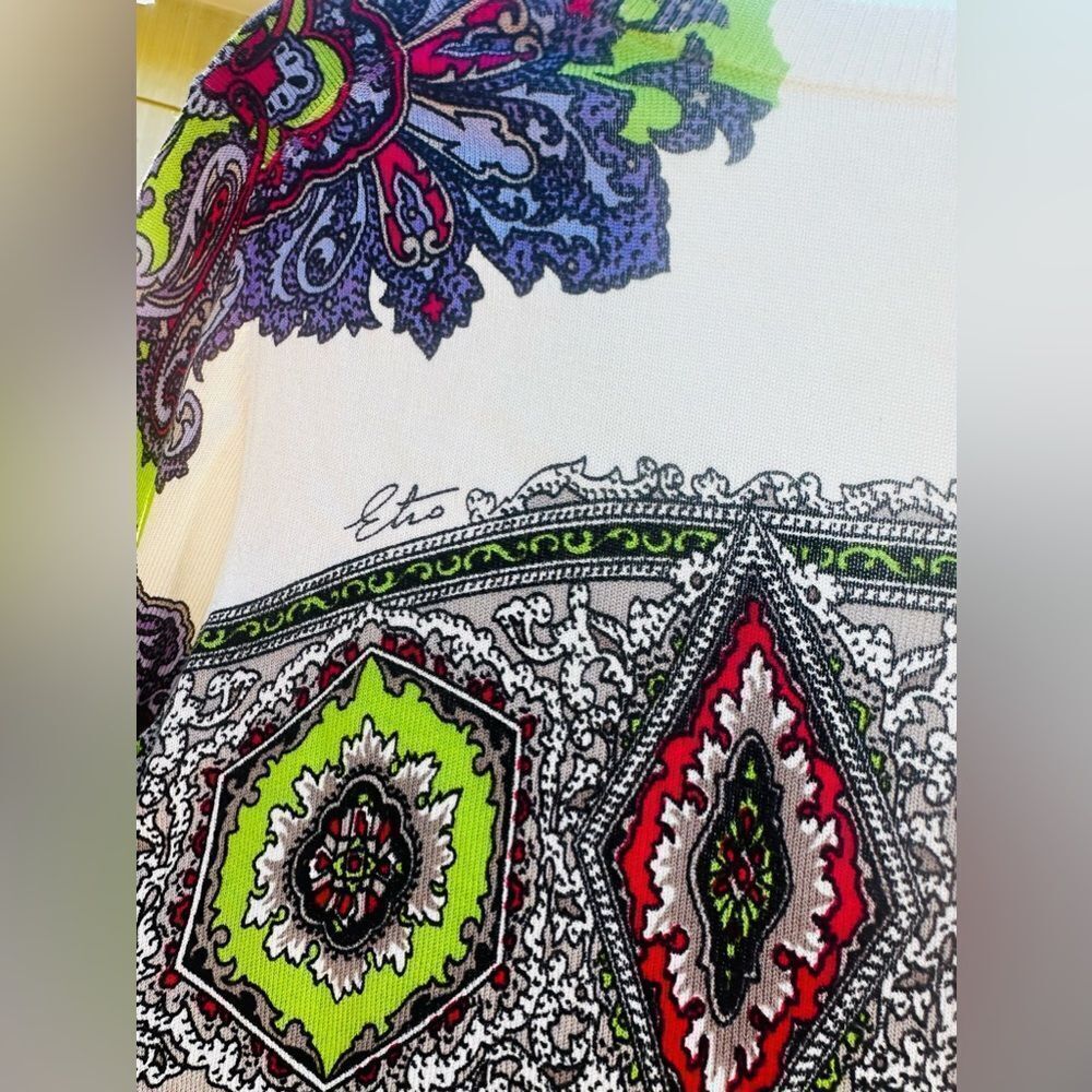 Etro Sweater Gorgeous detail and color luxury Silk/Elastin blend SZ 40 EU US S - Picture 5 of 7